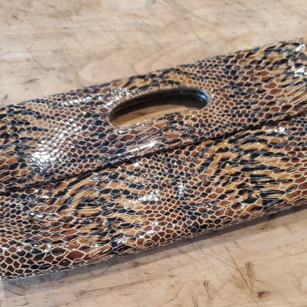 HOBO Brown Snakeskin Clutch